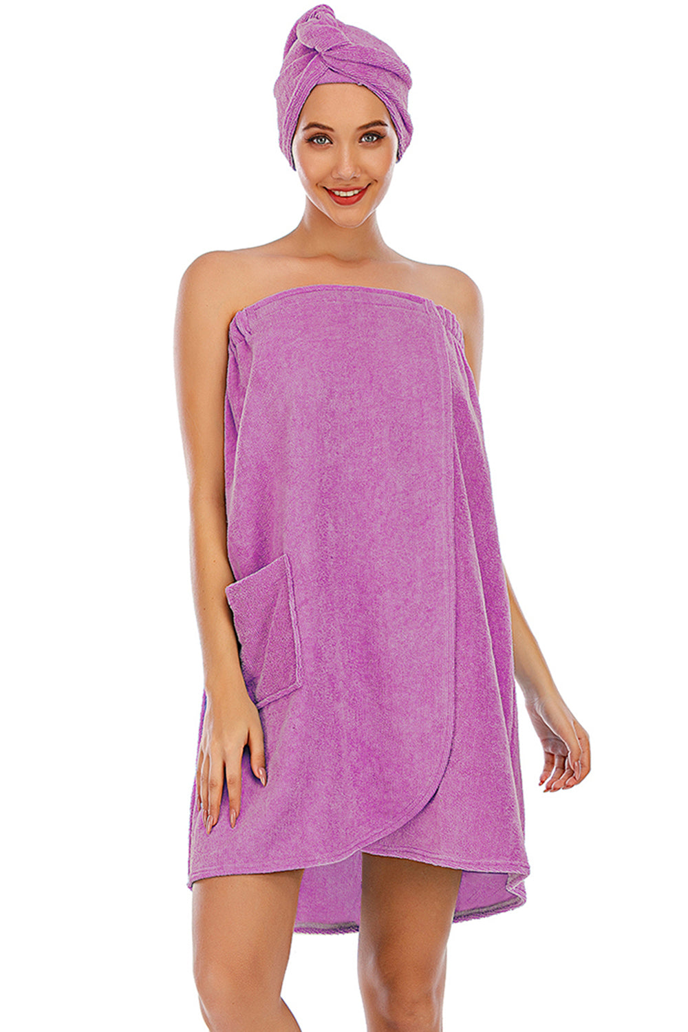 Strapless Wrap Pocket Bath Robe