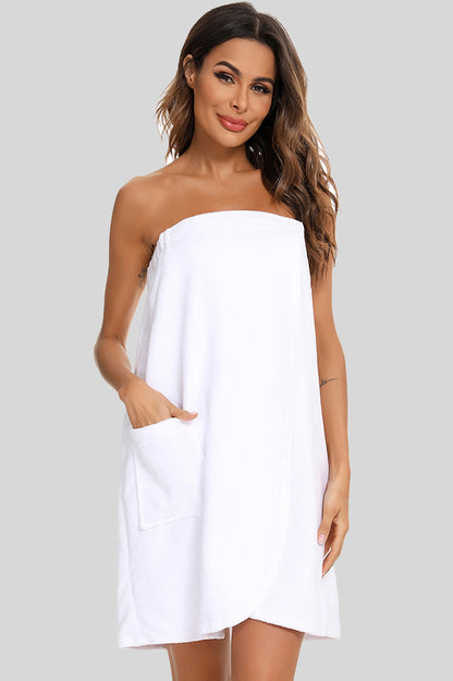 Strapless Wrap Pocket Bath Robe